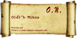 Oláh Miksa névjegykártya